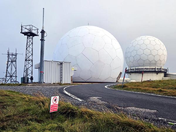 Radomes at 848 metres (2,782 ft). The smaller one is being replaced with the bigger one.